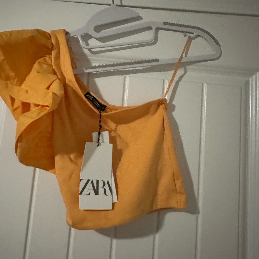 Zara One-Shoulder Ruffle Top in Yellow - Picture 2 of 5
